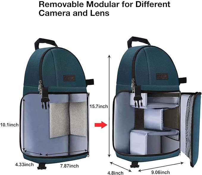 MOSISO Camera Sling Bag, DSLR/SLR/Mirrorless Camera Backpack Case Shockproof Photography Backpack with Tripod Holder & Removable Modular Inserts Compatible with Canon/Nikon/Sony/Fuji
