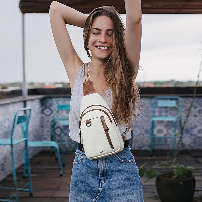 7L Sling Bag for Women Men Leather Small Sling Backpack Daypack Anti Theft Fanny Pack Crossbody Purse Travel