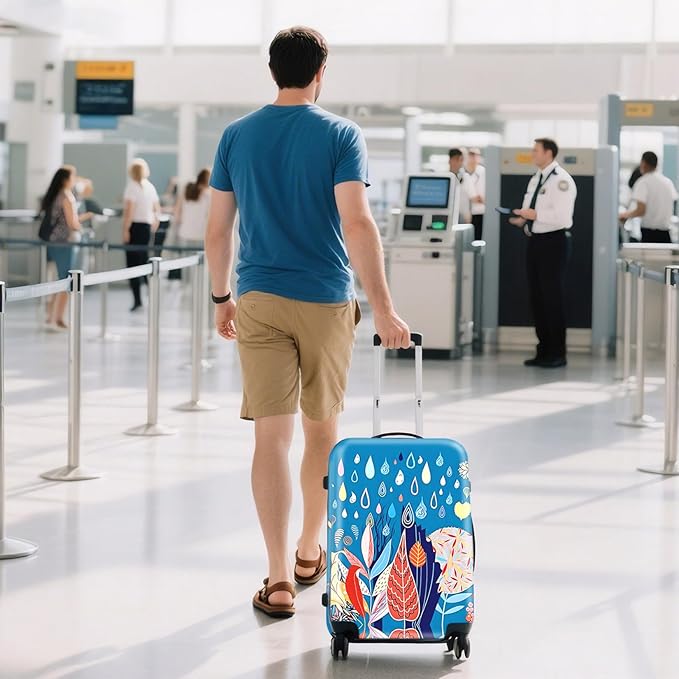WUJIAONIAO Travel Luggage Cover Baggage Suitcase Cover Protector Skins 18-32 Inch (rainy season, M (for 22-24 inch luggage))