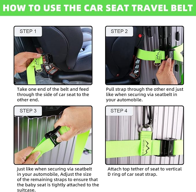 Car Seat Travel Belt to Suitcase,Car Seat Travel Strap to Convert Kid Car Seat and Carry-on Luggage into an Airport Car Seat Stroller,Safe Travel Solution for Transport