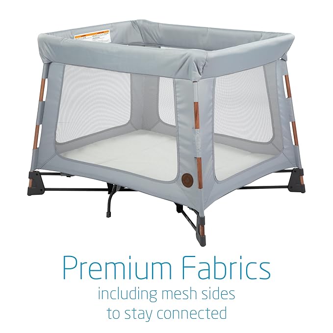Maxi-Cosi Swift Lightweight Portable Playard, 1-Step Fold Playpen with Travel Bag, 2-Stage Mattress for Newborn to Toddlers, Essential Grey