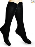Cotton Compression Socks for Women & Men. 15-20 mmHg Support Knee-High Black X/L