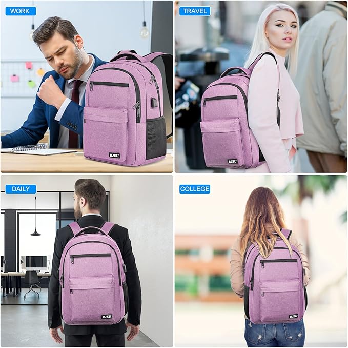 Backpack for Women, School Backpack for Teen Girls College Back pack with USB Charging Port, Pink