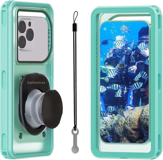 Waterproof Phone Pouch for Snorkeling with Lanyard IPX8 Waterproof Phone Case Underwater Touch/Photo Shockproof Heavy Duty Drop-Proof for iPhone 16 Pro Max/15/14/13 All Cell Phones-Green