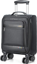 Lekebobor 16 Inch Underseat Carry On Luggage with Wheels, Softside Small Personal Item Suitcase Airline Approved, Under Seat Luggage for Women Men Travel Business, Black