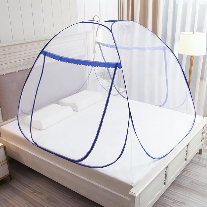Pop up Mosquito net Double Bed, L75x W40 x H43， Zipper Portable Tent Travel Mosquito net, standalone use, one Click Installation, Suitable for bedrooms, Children's 1M beds, Outdoors, W100*L190*H110 cm