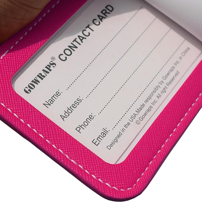 Luggage Tags for Suitcases-Leather Luggage Tag 4 Pack with Loops Cute Bag/Backpack/Suitcase Tags Travel Essentials for Flying (Pink)