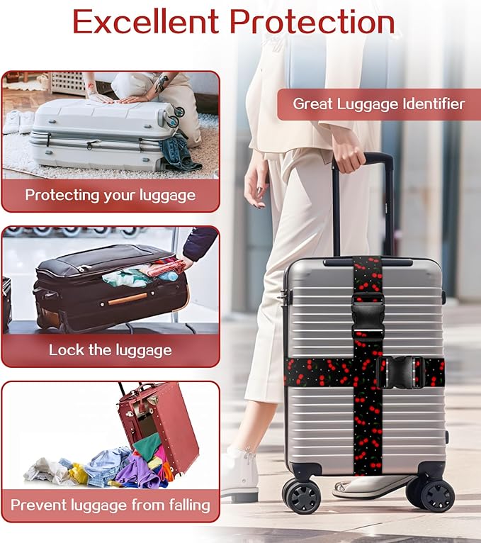 Luggage Straps for Suitcases Travel Belt Luggage Band Heavy Duty Traveling Luggage Identifier Cute Women Girls Unique Accesory,
