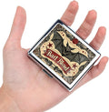 Cute and Stylish Metal Pill Box - Compact Portable Pill Organizer with 8 Compartments, Food-Grade Divider, Ideal for Travel, Vitamins, Jewelry, Cosmetics (Bat Blood Brew)