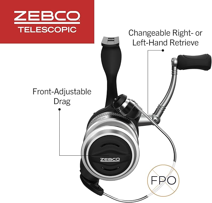 Zebco 33 Spinning Reel and Telescopic Fishing Rod Combo