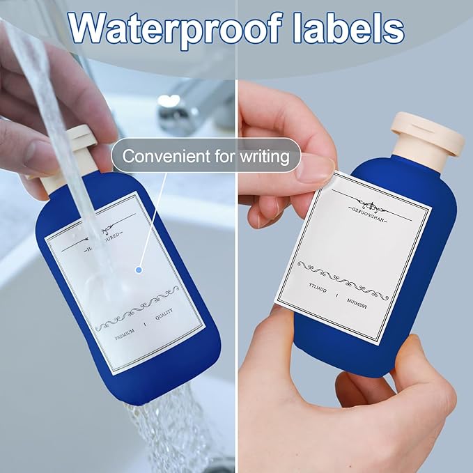 ASEVAT 6.7oz Airtight Plastic Travel Shampoo Bottles, Travel Shampoo and Conditioner Bottles Refillable, Empty Travel Size Shampoo Bottle, Hand Soap Dispenser for Vacation, Gym, Home(Navy)