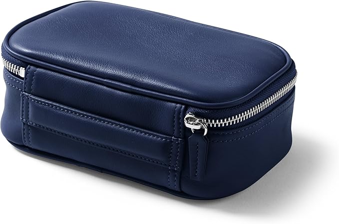Leatherology Navy Blue Small Travel Organizer - Zipped mesh storage pocket, elastic loops for organization, compact travel size