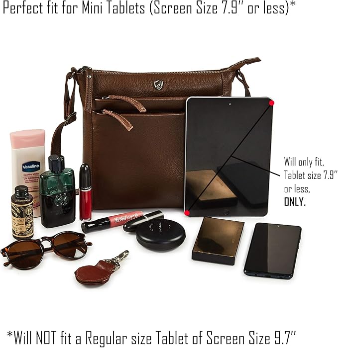 Small Soft Genuine Leather Crossbody Purse Women’s Sling Crossover Shoulder Travel Handbag with Triple Zipper