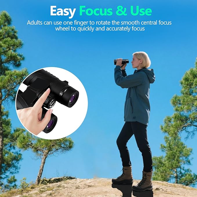 10x42 High Powered Binoculars for Adults, Kttrey Compact Waterproof Binoculars with Clear Low Light Vision for Bird Watching, Hunting, Cruise, Stargazing and Travel, Includes Carrying Bag and Strap