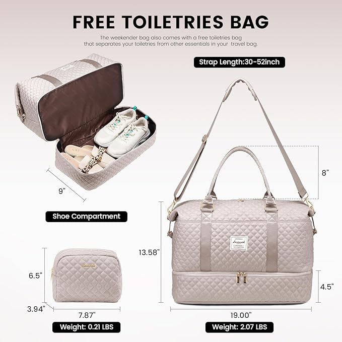 LOVEVOOK Travel Duffle Bag,Weekender Bags for Women with Shoe Compartment，Carry on Overnight Bag with Toiletry Bag,Gym Duffel Bag with Wet Pocket, Hospital Bags for Labor and Delivery