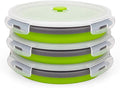 CARTINTS 1200ml Large Collapsible Meal Prep Containers, Reusable Silicone Food Storage Containers, Stackable Fridge Storage Containers, With Leakproof Lids, Microwave and Freezer Safe, Green