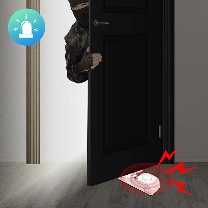Door Stop Alarm, Door Stopper with 120DB Security Alarm, Floor Wedge Doorstop for Travel Apartment Home House (Pack of 4)