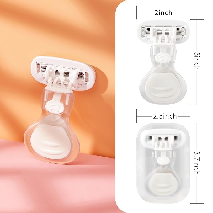 Mini Razors for Women, Extra Smooth On The Go Razor with 1 Travel Case + 1 Handle + 5 Blade Refills + 1 Gift Box, 5 Blades Portable Body Razor for Shaving and Hair Removal (White)
