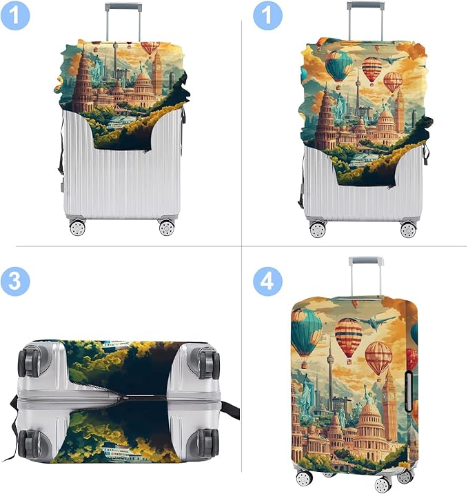 Luggage Cover Washable Suitcase Protector Anti-scratch Suitcase cover Fits 20-34 Inch Luggage (Balloon, L(28-30inch suitcase))