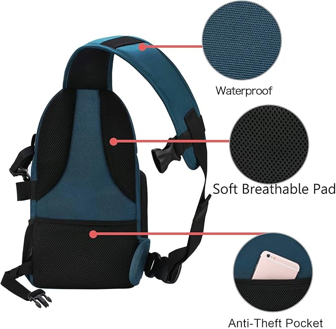 MOSISO Camera Sling Bag, DSLR/SLR/Mirrorless Camera Backpack Case Shockproof Photography Backpack with Tripod Holder & Removable Modular Inserts Compatible with Canon/Nikon/Sony/Fuji