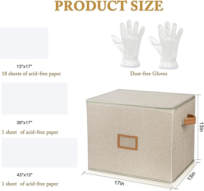 Lukeline Wedding Dress Storage Box,Wedding Dress Preservation Box with Lid,Foldable Acid-Free Organizer with 1 Pair of Microfiber Gloves and 20 Sheets of Acid-Free Paper, 2-Pack