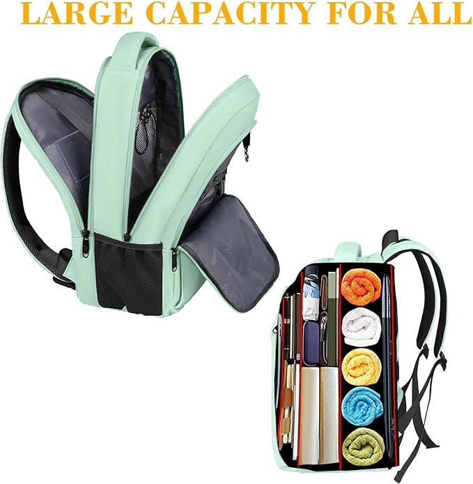 MATEIN 15.6-Inch Laptop Backpack with USB Charging Port, Slim Lightweight Water Resistant Travel Backpack for Women