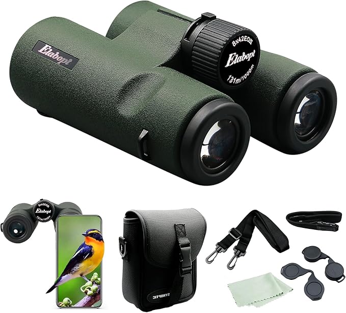 8x42EDII Compact Binoculars for Adults – High-Powered BAK4 Prisms, Diamond White Coating, Waterproof & Fogproof, Rubber Armored – Ideal for Bird Watching, Hunting, Travel, Outdoor Sports