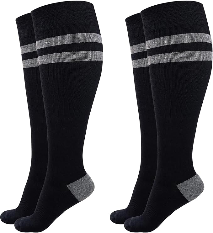 Momcozy Compression Socks for Women Wide Calf, 15-20mmHg Knee High Support Socks for Pregnancy, Nurses, Travel, Flying