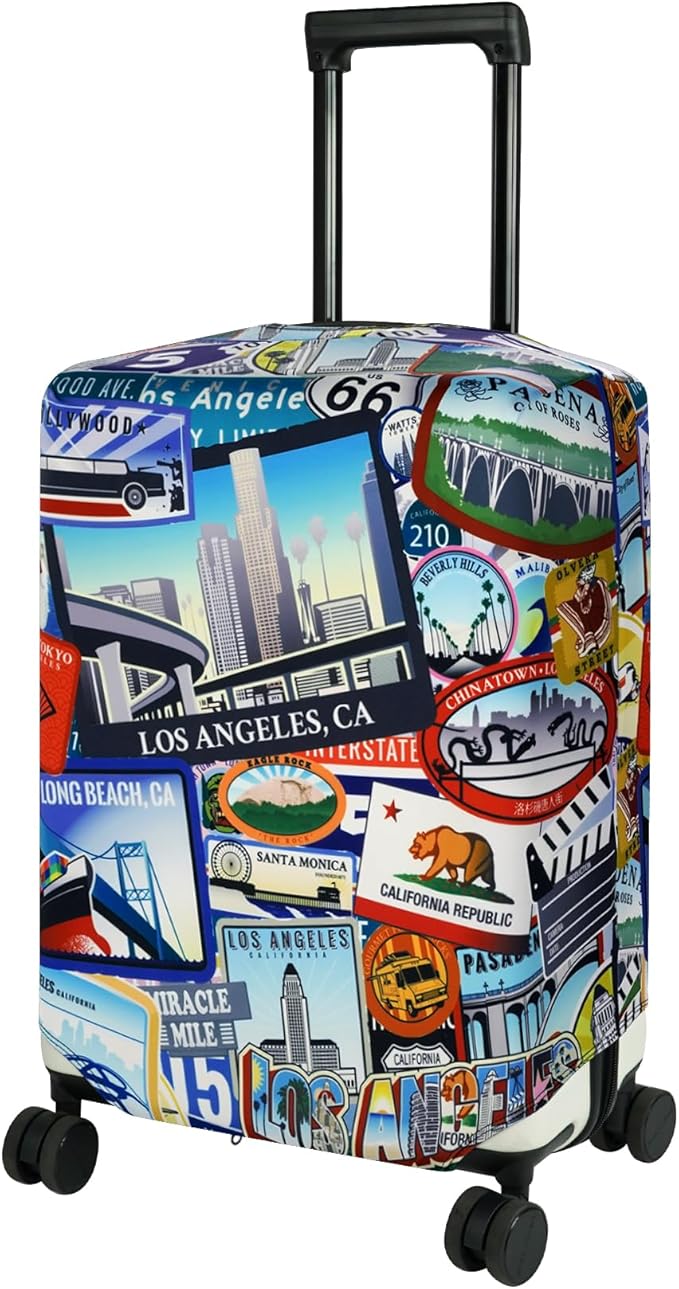HYPER VENTURE Washable Luggage Cover - Fashion Suitcase Protector Fits 27-30 Inch Luggage (Travel Location, L)