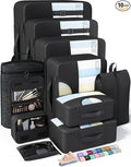 Veken 10 Set Packing Cubes for Travel Essential, Suitcase Organizer Bags in 4 Sizes, Carry-On Luggage Accessories with Large Laundry & Hanging Toiletry Bag, Must-Have for Airplane, Road Trip & Camping