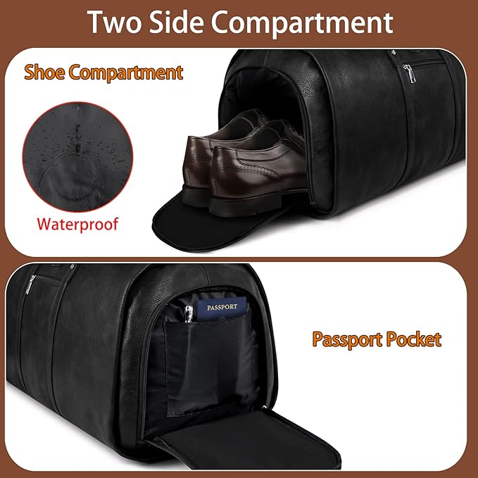 Garment Bag for Travel, Convertible Carry on Garment Duffel Bag for Men 3Pcs Weekender Bag 2 in 1 Hanging Suitcase Suit Bag
