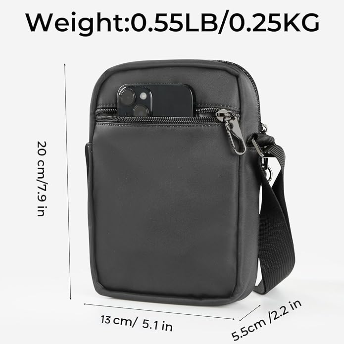 BROADREAM Small Crossbody Bag Men Women, Anti-Theft Crossbody Sling bags - Mini Shoulder Travel Bag for Hiking Sports