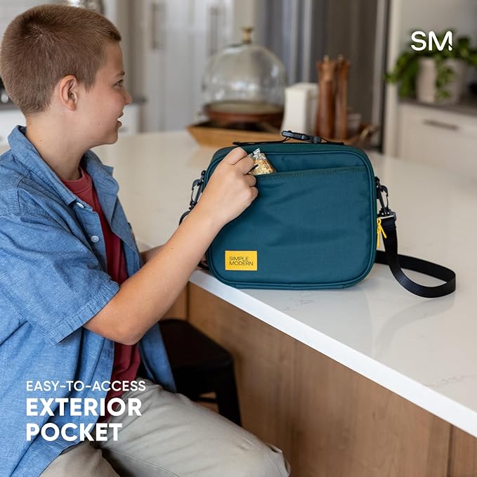 Simple Modern Hadley with Shoulder Strap | Lunch Box for Kids, Teens, and Adults | Insulated Bag for Girls, Boys, Women, Men | Meal Containers with Exterior and Interior Pockets | Raspberry Vibes