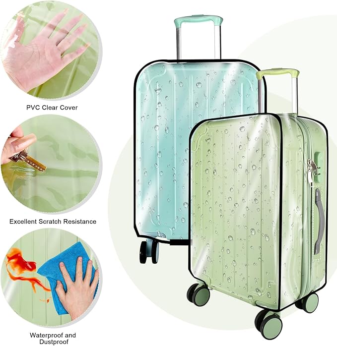 Thicken Clear Luggage Cover Protector, 28" PVC Luggage Covers for Suitcase Waterproof Dustproof Anti-scratch Travel Suitcase Covers Case for Wheeled Luggage