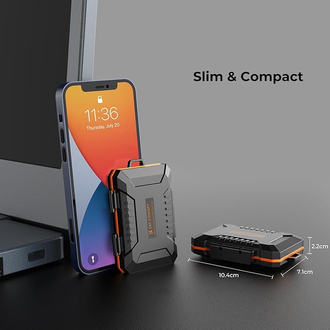 K&F Concept Memory Card Case - 25 Slot Carrying Case for SD, CF, CFexpress, Micro SD, Nano SIM & Micro SIM Cards
