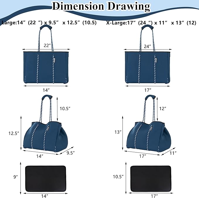 QOGiR Neoprene Multipurpose Beach Bag Tote with Inner Zipper Pocket … … … …
