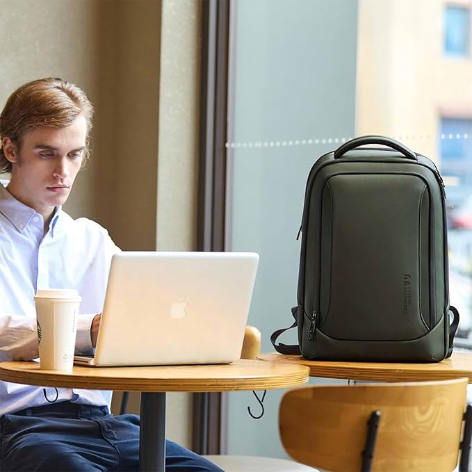 hk Laptop Backpack for Men with USB Charging Port for Business Work College Travel (Green, 17.3 inch)
