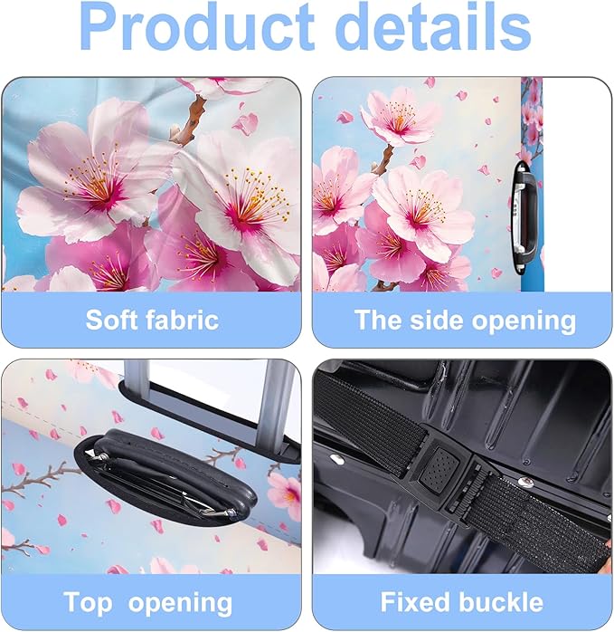 Luggage Cover Washable Suitcase Protector Anti-Scratch,Stretchable Fit for 20-34Inch Luggage Durable Travel Bag Cover with Zipper Closure (Peach blossom, L(fits 28-30Inch suitcase))