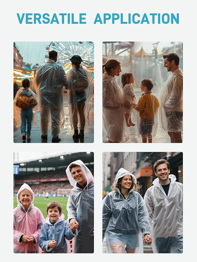 SaphiRose Disposable Rain Ponchos Emergency Clear Poncho