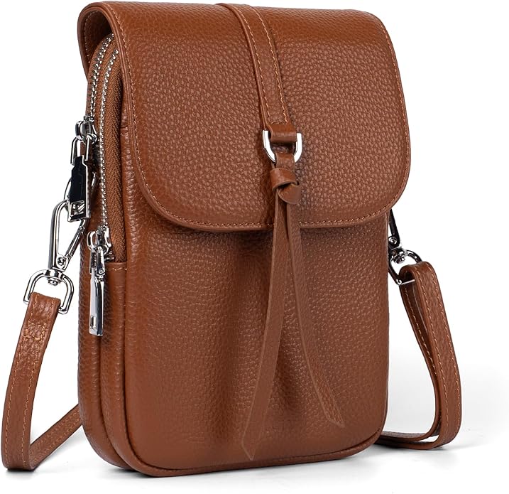 befen Genuine Leather Small Crossbody Bags for Women, Multi Pocket Cell Phone Crossbody Purse with RFID Blocking Card Slots