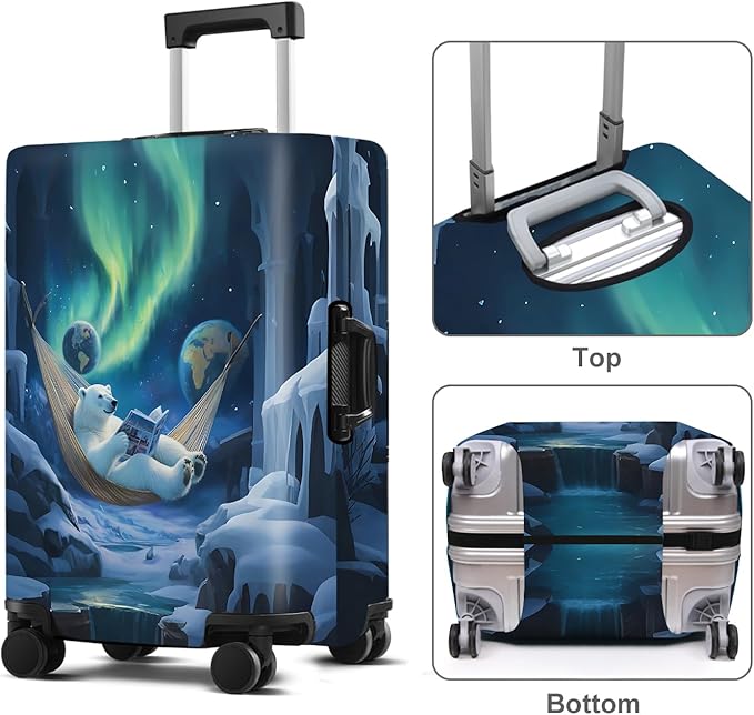 Polar bear Luggage Cover Washable Suitcase Protector Anti-Scratch,Stretchable Fit for 20-34Inch Luggage Durable Travel Bag Cover with Zipper Closure L(28-30inch suitcase)