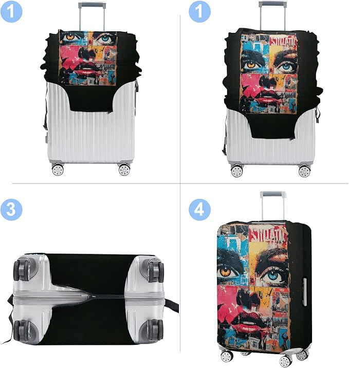 Luggage Cover Washable Suitcase Protector Anti-scratch Suitcase cover Fits 20-34 Inch Luggage (Girl-4, XL(32-34inch suitcase))