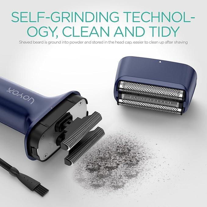 VOYOR Foil Shaver Electric Razor for Men 3 in 1 Shavers for Men with Double Foil Wet & Dry Face Shaver Lightweight Handheld Smooth Shave IPX6 Washable USB-C Rechargeable Travel Razor TX310 (Blue)