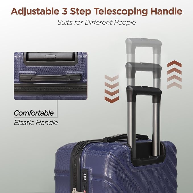 Luggage Sets Suitcases with Wheels Suitcase set Hardshell Luggage sets Clearance Luggage sets with TSA Lock 20/24/28 Inch Luggage Lightweight Suitcases with Wheels (Navy Blue)