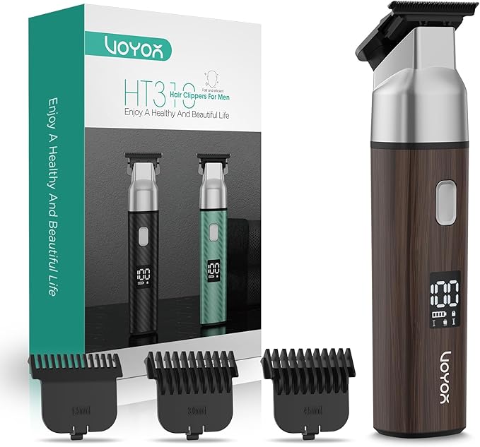 VOYOR Body Hair Trimmer for Men,Electric Razor,Versatile Groin & Body Trimmer,Waterproof and Cordless Shaver, Manscaper for Men, USB-C Charging Groomer,Ceramic Blade Razor Male Grooming HT310 (Wood)