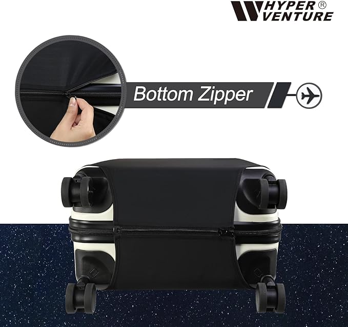HYPER VENTURE Washable Luggage Cover - Fashion Suitcase Protector Fits 31-32 Inch Luggage (Black, XL)