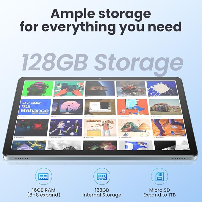 11 Inch Tablet, Android 14 Tablet with Sim Card Slot, 128GB+16GB+1TB Expandable, 2.0Ghz Octa-Core, 8000mAh Battery, Incell Screen, 21+8MP Dual Camera, 5G WiFi, Tableta with Keyboard/Mouse/Case, Gray