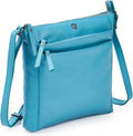 Small Soft Genuine Leather Crossbody Purse Women’s Sling Crossover Shoulder Travel Handbag with Triple Zipper