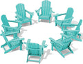 SERWALL Adirondack Chair with Cup Holders - Composite Adirondack Chairs Set of 8 HDPE Outdoor Chairs All Weather Use- Aruba
