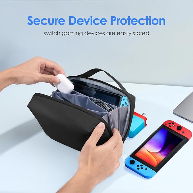 LENTION Electronics Organizer Bag Cable Tech Pouch for Electronic Accessories, Cable Organizer, Scratch-Resistant, Shock Proof, Padded Bag for AirPods, Charger Power Bank, Phone, Cord